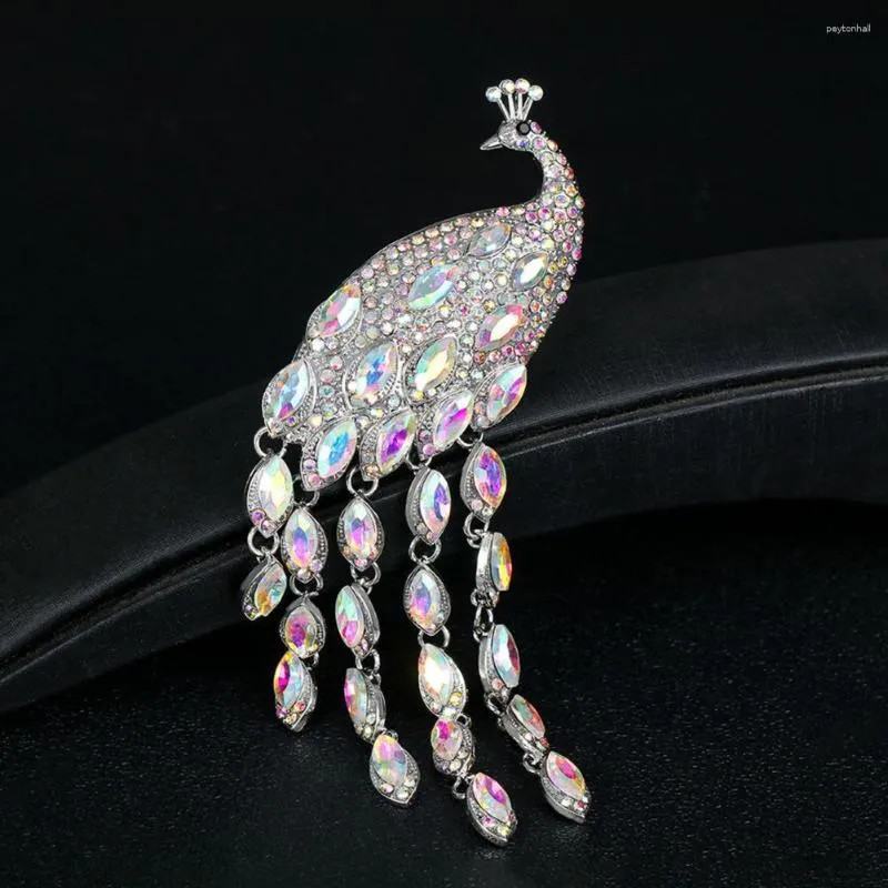 Brooches Pretty Flowers For Women Rhinestone Peacock Enamel Double-layer Plants Party Office Brooch Pin Gifts