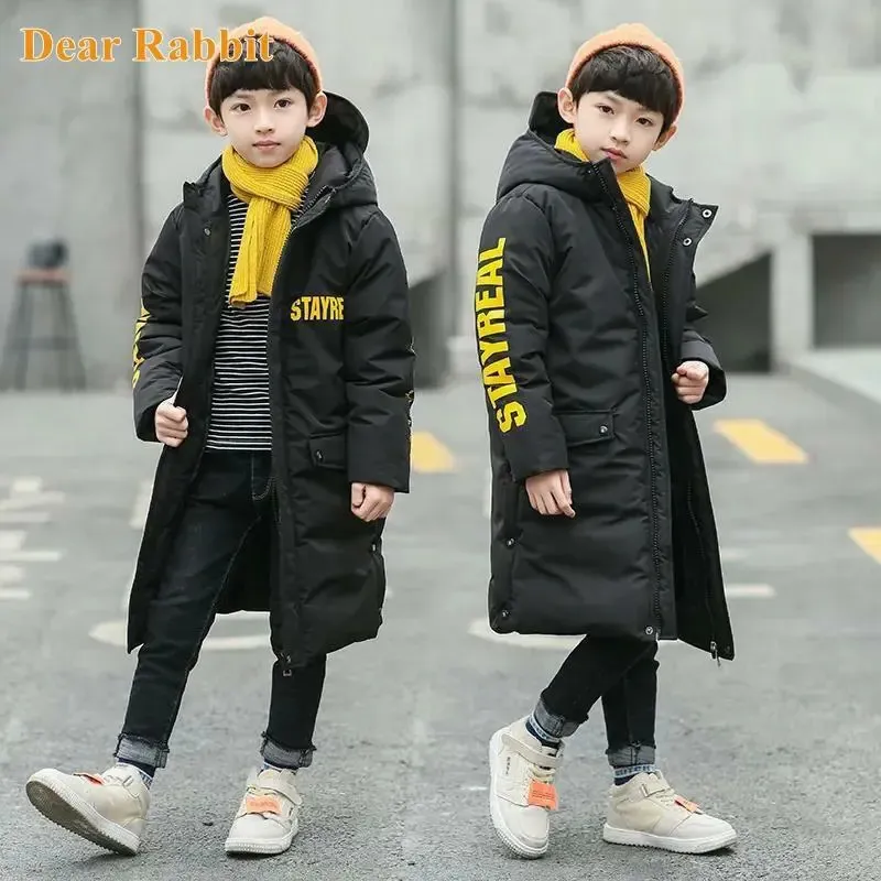 Manteau En Duvet Extra Long Parka Dhiver À Capuche Épaisse Pour