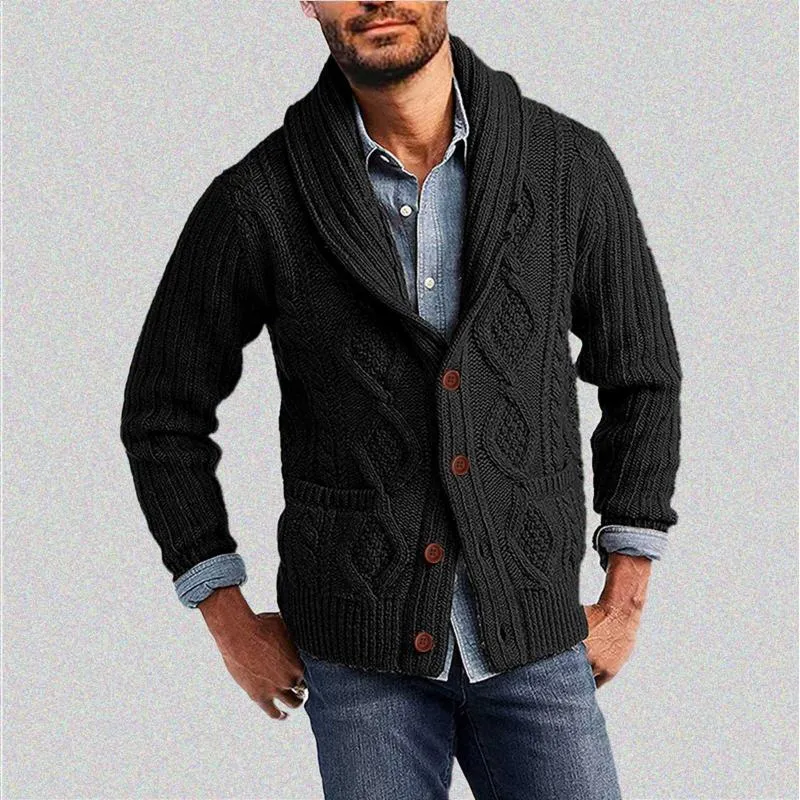 Maglioni da uomo Maglione Cardigan da uomo Autunno inverno Cappotto casual monopetto con collo a scialle moda