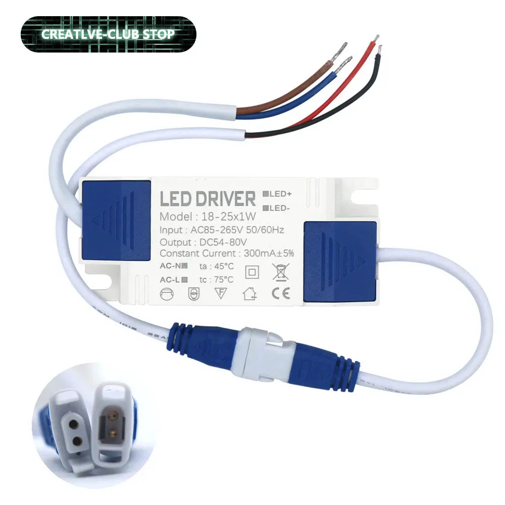 Driver de fonte de alimentação led 1w 3 4 7 8 12 18 25 36 300ma transformadores de iluminação para painel de luz de energia led downlight diy