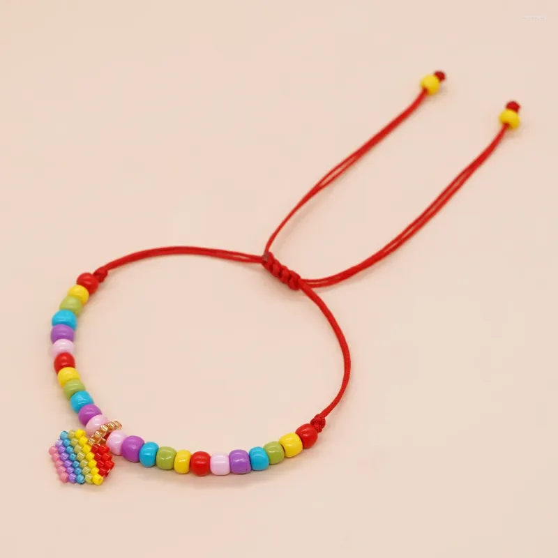 Braccialetti a maglie Go2boho Vendi braccialetto fatto a mano con perline colorate 6/o seme piccolo cuore di pesca