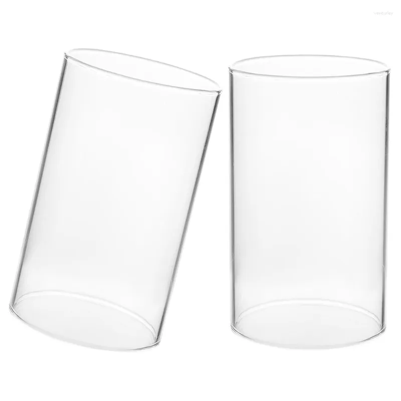 Castiçais 2 PCS Home Decor Cilindro Abajur Capa Vidro Pilar Velas Cilindros Clear Open Ended Shades