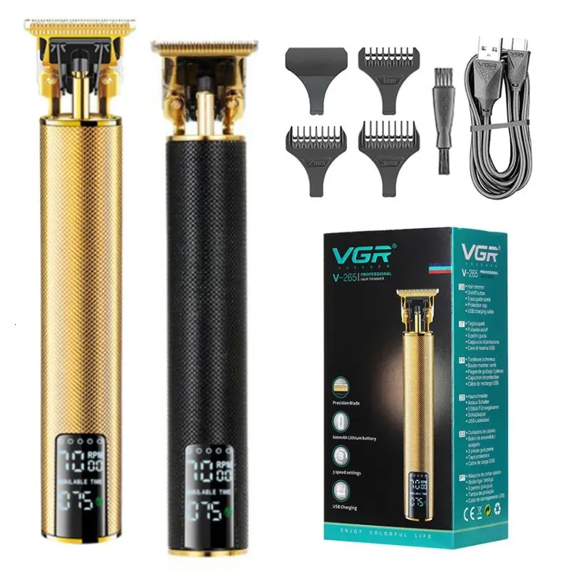 Clippers Trimmers VGR 전문 헤어 트리머 남자 손질 수염 절단기 이발 콧수염 전기 충전식 리튬 230928