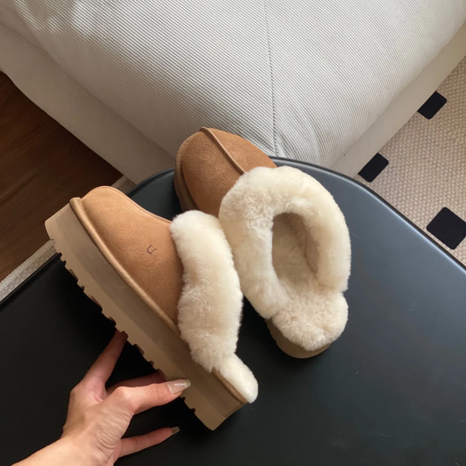 Designer di stivali Tasman Slifors Castagna Furia Furia Sheepskin Shearling Tazz Mules Women Men Ultra Mini Platform Scarpe Suede Comfort Fall Winter Times 35-40