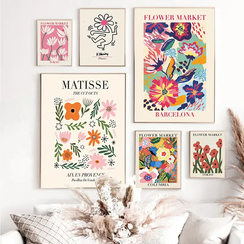 Obrazy Matisse Plakat Streszczenie Płótna malarstwo Keith Wall Art Flower Market Plakaty i wydruki Zdjęcia do salonu Decor Home Decor 230928