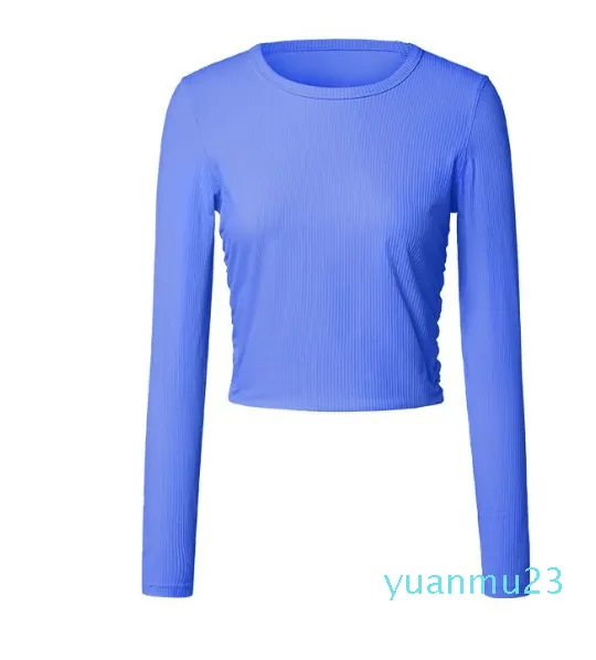 Shape Sports T-shirt met lange mouwen, taille afslankende yoga-top met ronde hals en basis