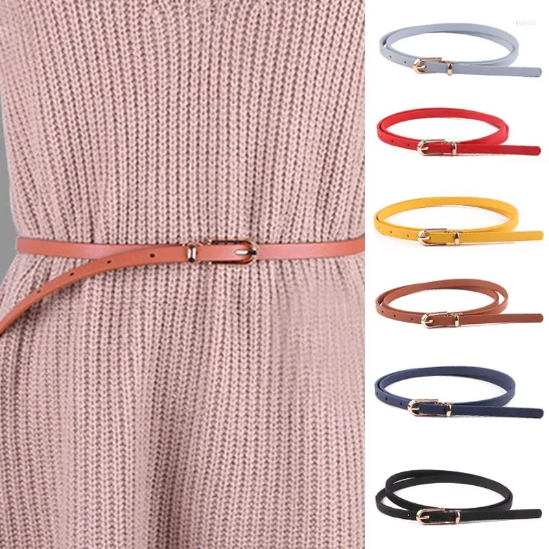 Belts 1PCS Adjustable Women Belt Faux Leather Thin Candy Color Skinny Waist Casual DIY Dress Decorative Waistband