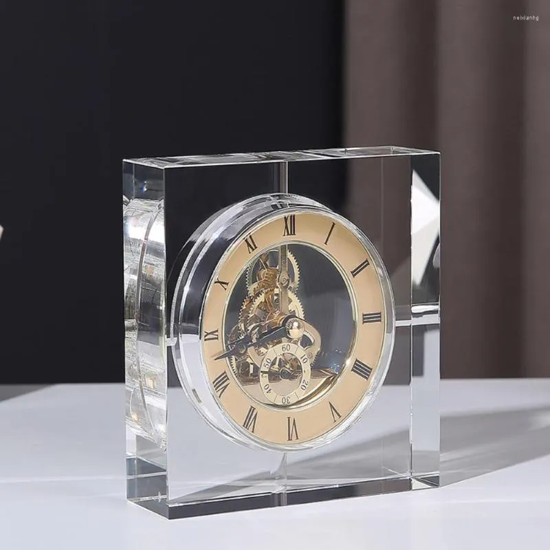 Zegary stołowe nordyckie kryształowy zegar cichy nowoczesne kreatywne luksusowe biurko mechaniczne metalowy złoty komputer stacjonarny wystrój domu