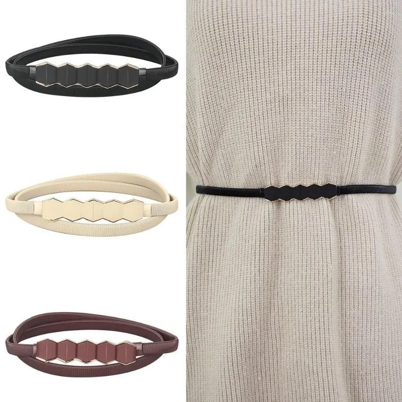 Belts Casual Stretch Elegant Geometric Metal Elastic Belt Belly Waist Band Ladies Dress Cummerbands Thin Skinny Waistband