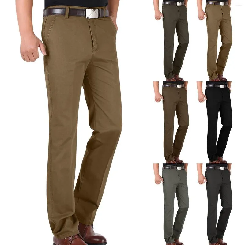 Męskie spodnie jesienne lato bawełniane bawełniane odzież męskie proste biznes solidny zielony czarny khaki spodni męska marka 2023 Pantalones