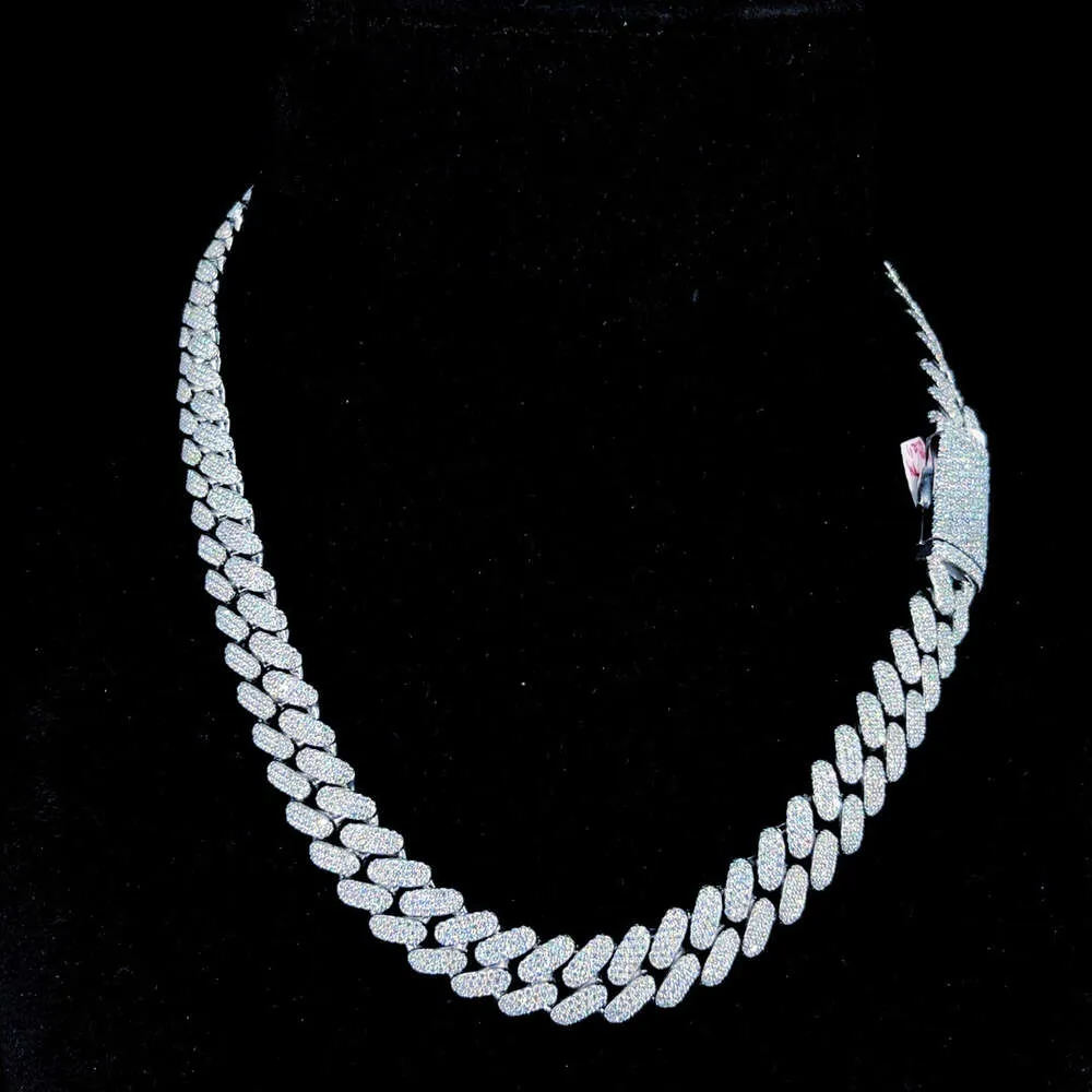 Vvs Moissanite Diamond 925 Sterling Silver Cuban Link Chain Necklace Ice Out Necklace Miami Cuban Link Chain Men's Women"s