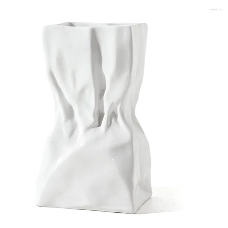 Unique White Ceramic Floral Ceramic Face Vase With Wide Mouth Paper Bag  Perfect For Home Room Table Decor From Weiyinwu, $38.45