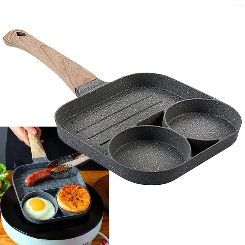 Pannor Stone Egg Frey Pan 3-Cup Steak Saus Cooker med långt handtag