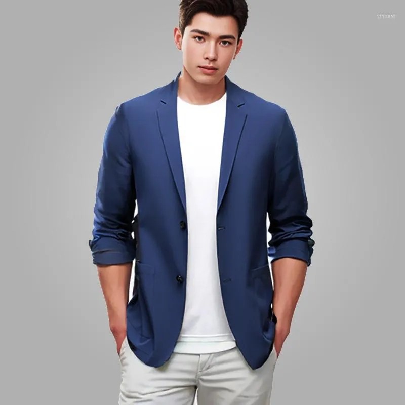 Men's Suits Summer Thin Blazer Mens Anti-Wrinkle Ultra Ice Silk Suit Jacket Breathable Stretch Casual Men Slim Fit Lightweight Blazers