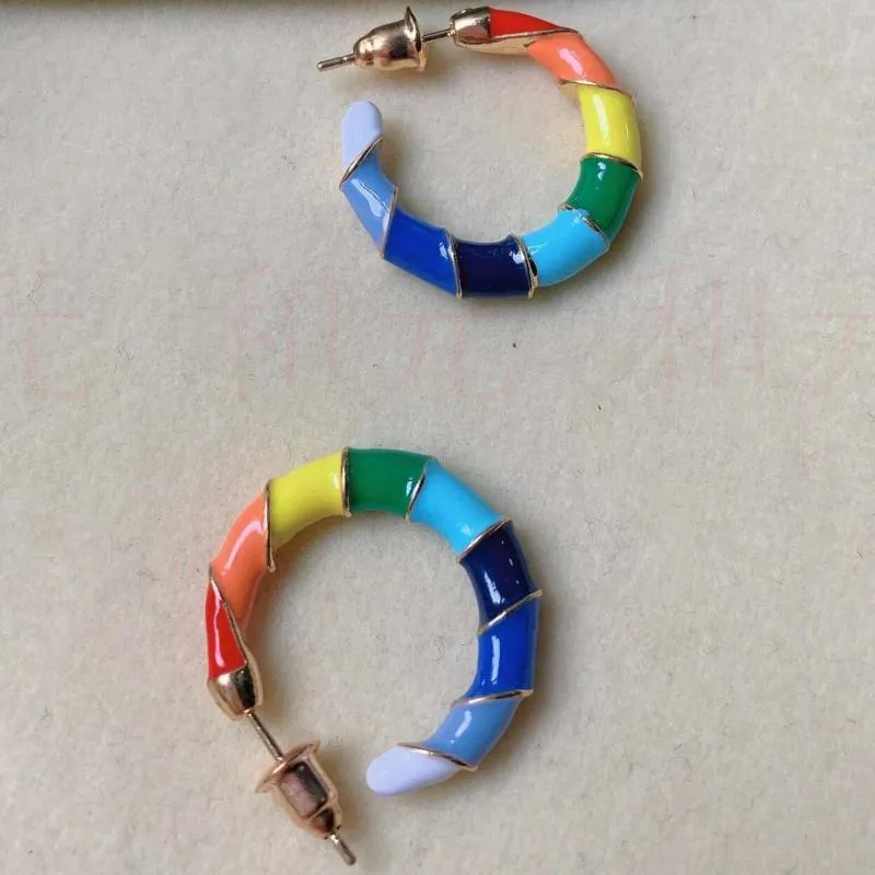 Boucles d'oreilles pendantes 22-23mm mode sept couleurs demi-cercle cloisonné or oreille année Thanksgiving CARNAVAL accessoires de cadeau de mariage