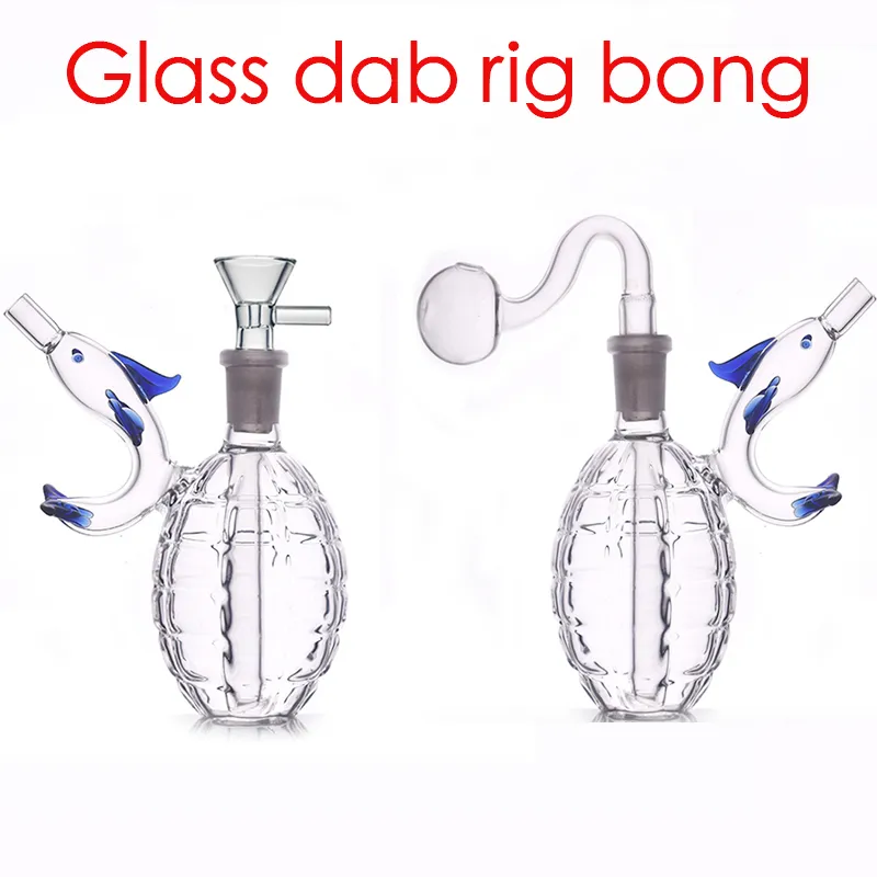 Groothandel Leuke dolfijn Waterpijp mini Creatief nieuwste ontwerp antitankgranaat Vorm Glazen water dab rig waterpijp met 14 mm mannelijke oliebrander of rooktabakkom