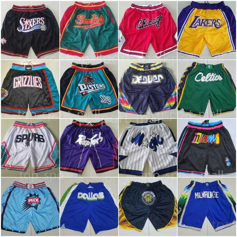 Männer Team Basketball Short Just Don Shorts mit Taschen Zipper Baseball Fußball Sport tragen Casual Pants Gym Strand Jogginghose Justdon Hip Pop Elastic Ed ED