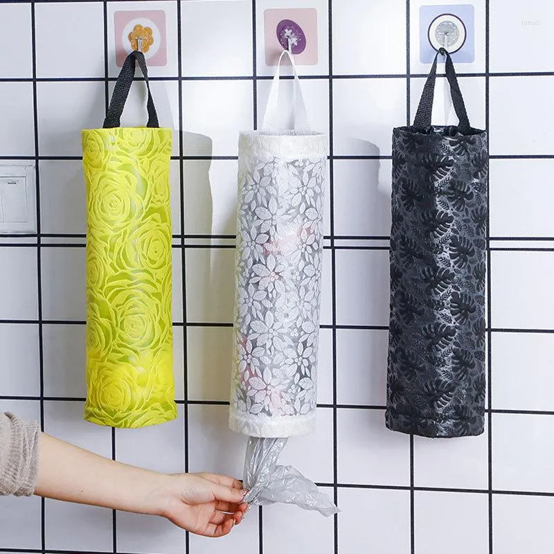 Storage Bags Home Grocery Bag Holder Wall Mount Dispenser Hanging Trash Garbage Kitchen Organizer