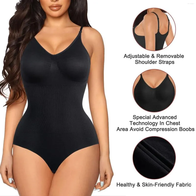 Womens V Neck Compression Bodysuit With Open Crotch And Slimming