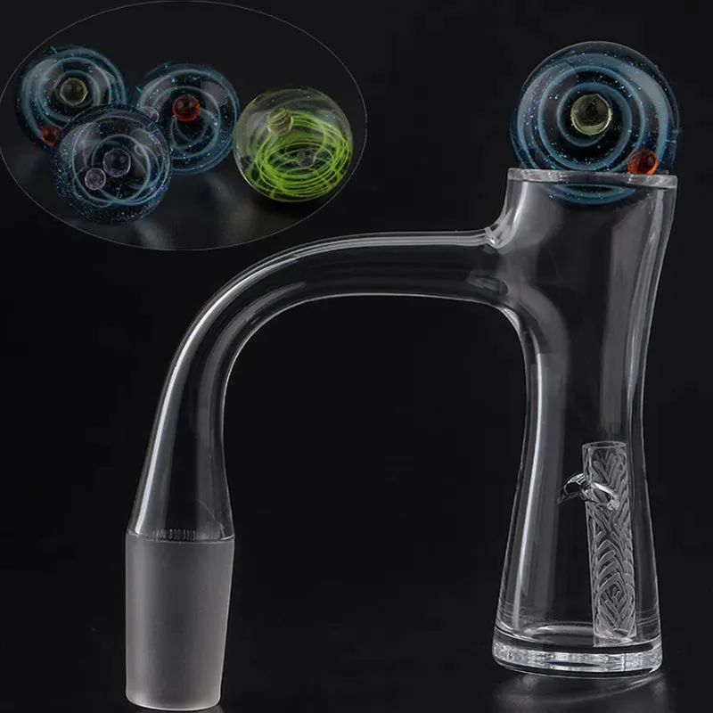 Vollständig geschweißter Auto-Spinner-Quarz-Banger mit abgeschrägter Kante, rauchende Tourbillon-Nägel mit geätzten Terp-Säulen aus Universum-Galaxy-Perlen für Glas-Wasserbongs, Dab-Rigs-Rohre