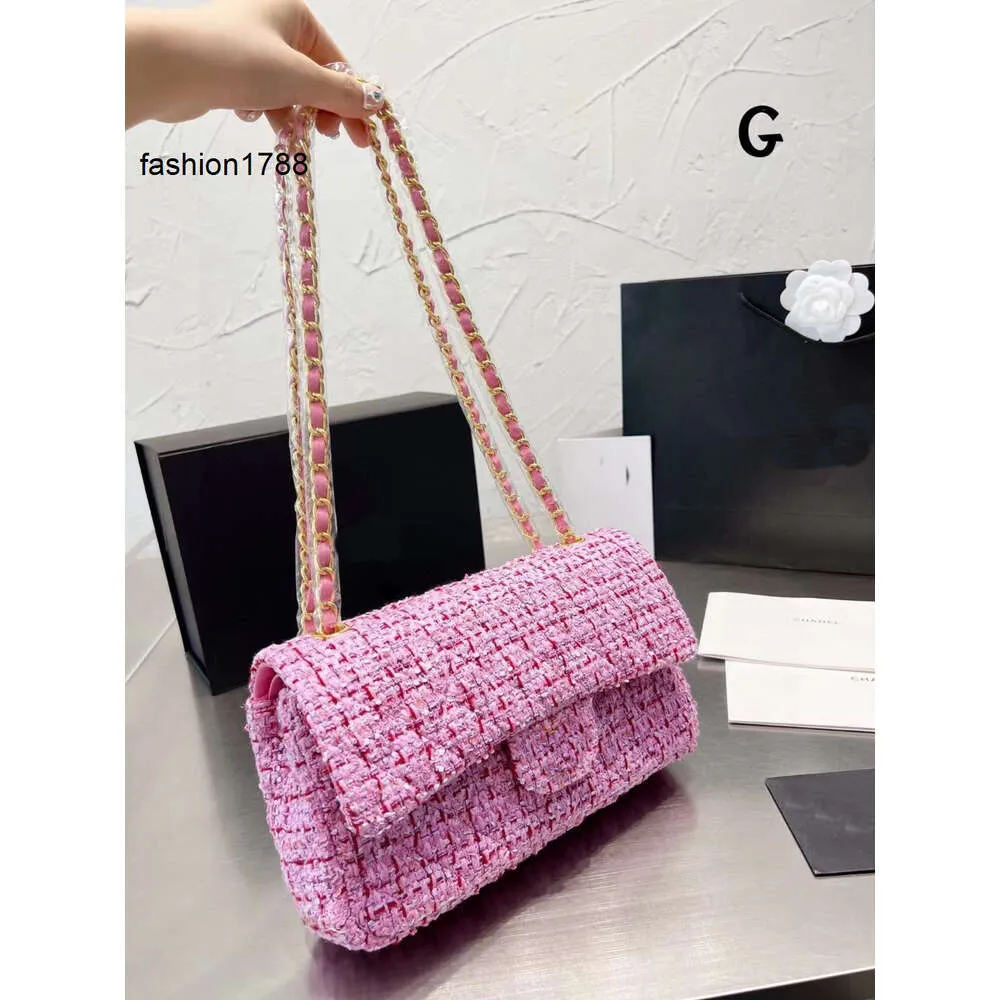 shoulder bag shoulder bag Evening Bags Cha new portable clamshell bag woolen CF bag highquality designer design original single imported fabric womens bag large cap