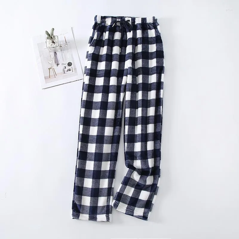 Women's Sleepwear Flannel Wear Sleep Fleece Trousers Fashion Home Loose Warm Plaid Fdfklak Pajamas For Coral Bottoms Pant Women Casual