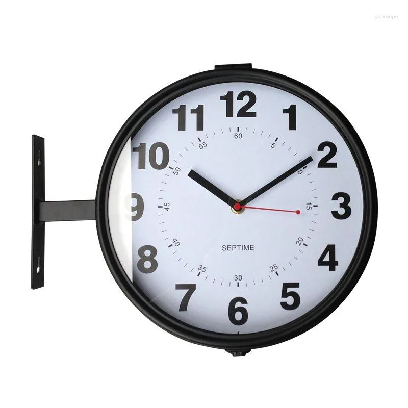 Настенные часы Металлический часовой механизм Двусторонний скандинавский стиль Гостиная Спальня Бесшумные часы Домашний декор Reloj Pared Идеи подарков FZ447