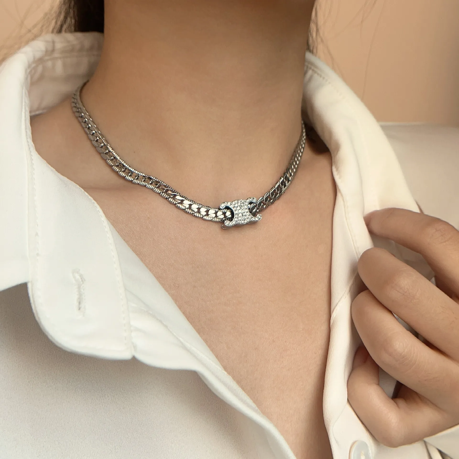 Moissanite Cuban Designer Titanium Steel Plated Gold Sier Tennis Diamond Mens Chain Link Necklace For Women Men Hip Hop Jewelry