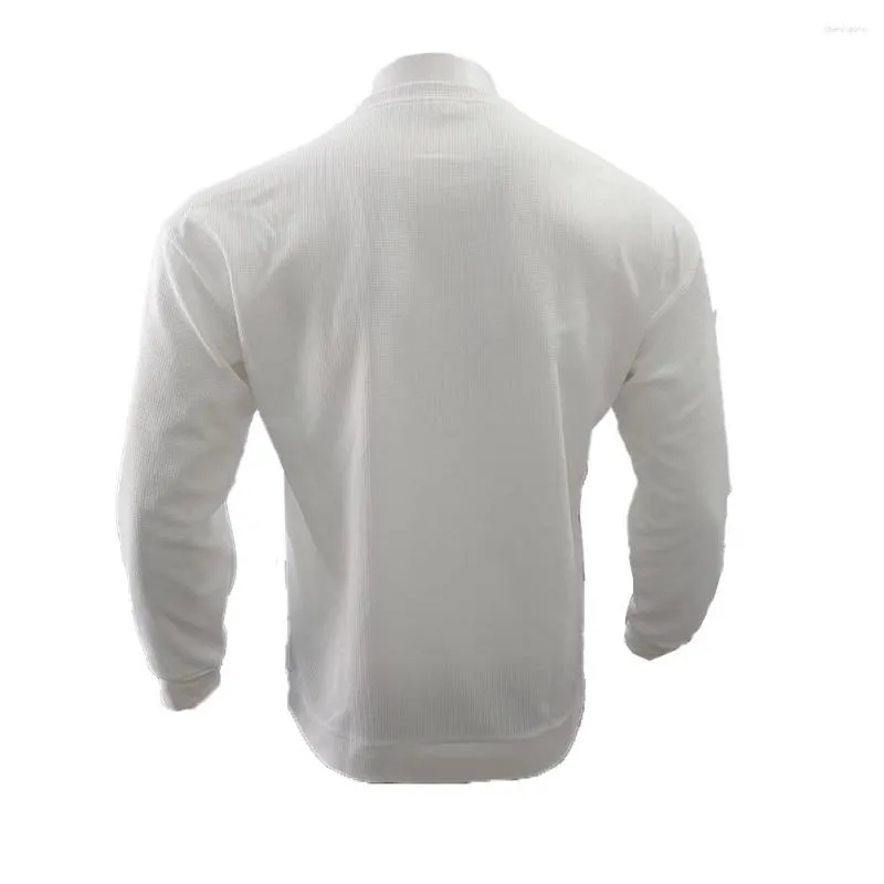 T-shirts pour hommes Chemise unie décontractée à manches longues Vêtements pour hommes Col rond Couleur Mélange de coton gaufré