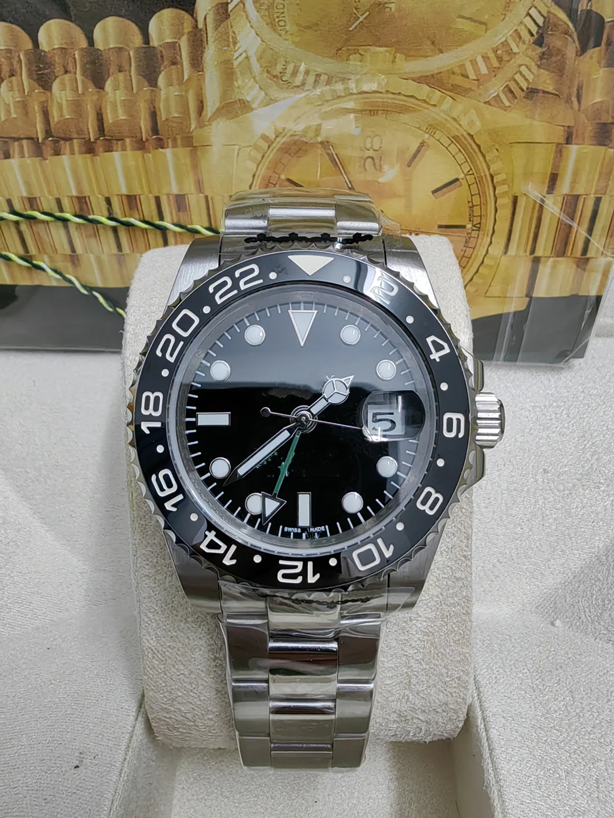 Mit Originalverpackung. Herrenuhr GMT II--126610, 40 mm Keramik-Uhrenring, luxuriöse Herren-Armbanduhr mit mechanischem Automatikwerk 2813