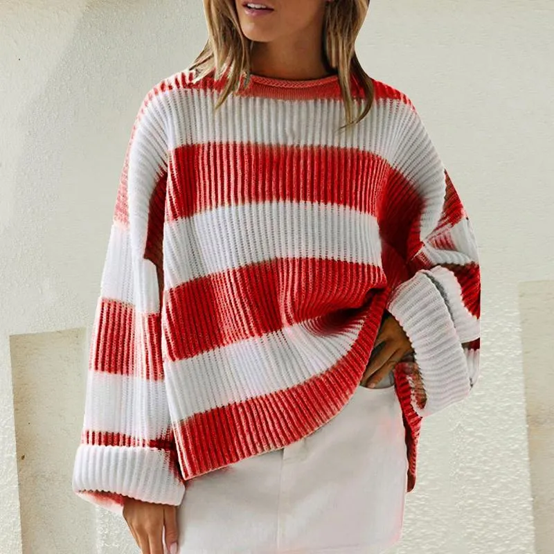 2023 Autumn Womens Striped Pullover Sweater With Long Sleeves O