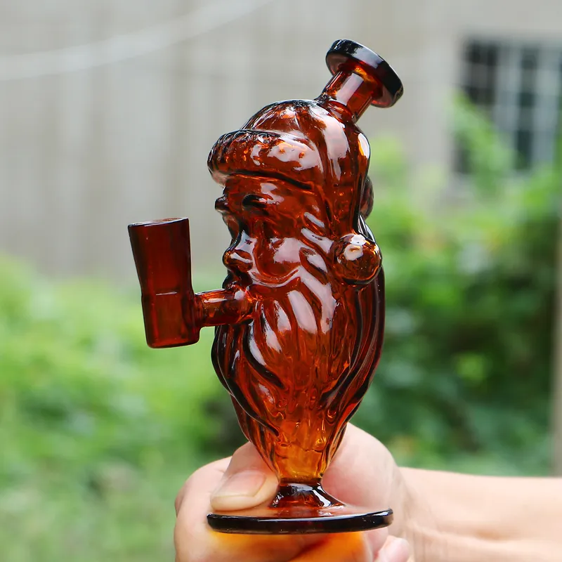 Hookah Santa Design Glass Bong Unique Old Man Head Dab Rig Bubbler Percolator Water pipes Thick Glass Oil Rigs Tobacco with 14mm Bowl