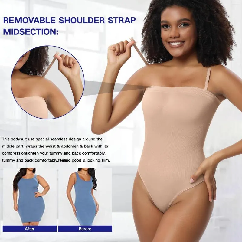Womens Seamless Strapless Shapewear Bodysuit Firm Tummy Control