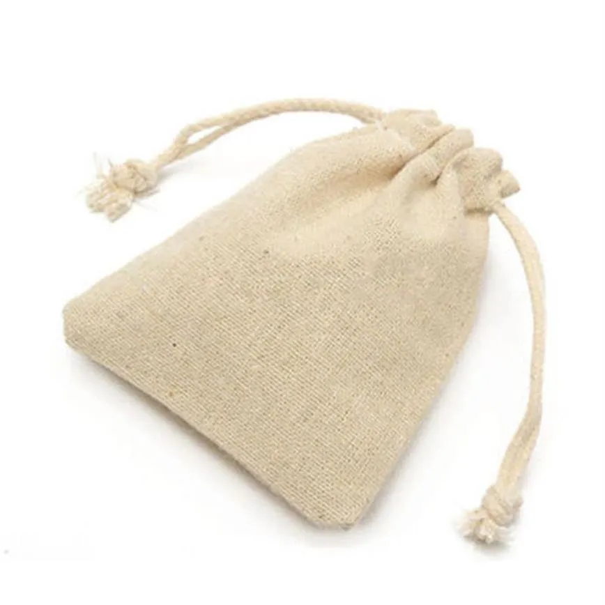 50Pcs Small Bag Natural Linen Pouch Drawstring Burlap Jute Sack With Drawstring Gift Bag2634