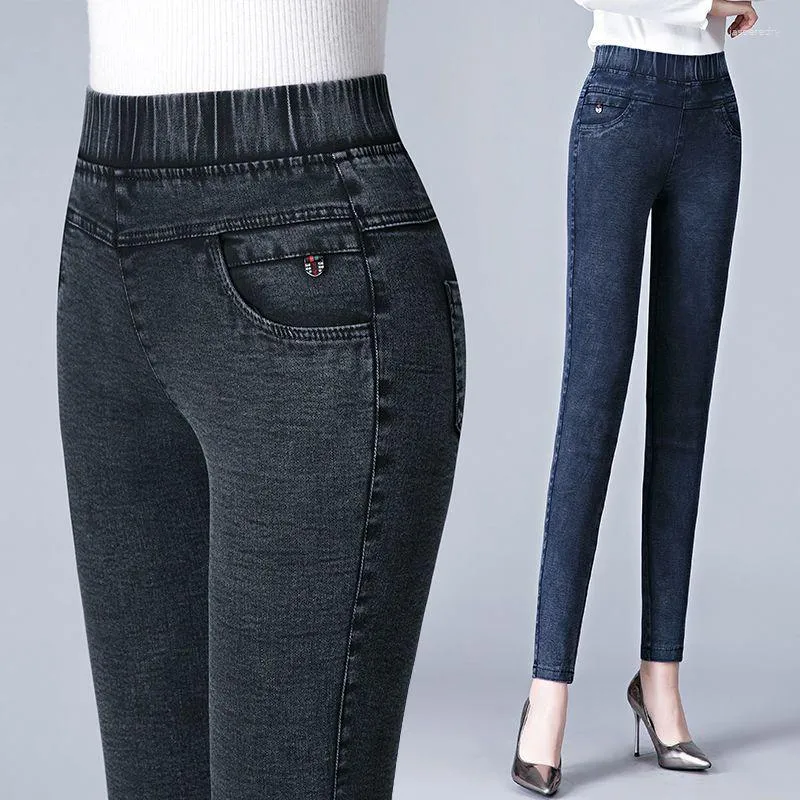 Kadınlar kot gündelik yüksek bel ayak bileği uzunluk kalem büyük boyutlu darbeler sıska denim pantolon kadın strecth moda tozluk v565