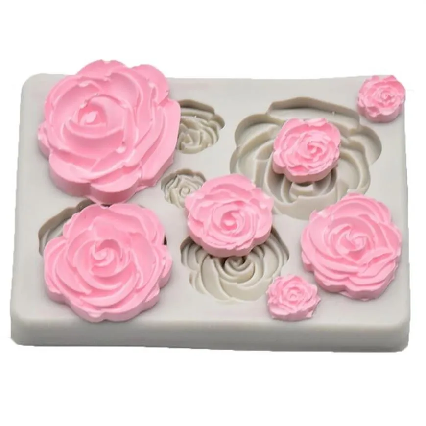 Moule à Fondant en Silicone, fleur de Rose, outils de décoration de gâteaux, outil à chocolat, grattoir de cuisson de cuisine 1 pièce 174K