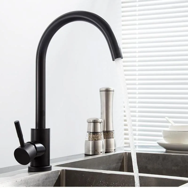 Kitchen Faucets Vidric Stainless Steel Matte Faucet Deck Sinks High Arch 360 Degree Swivel Cold Mixer Water