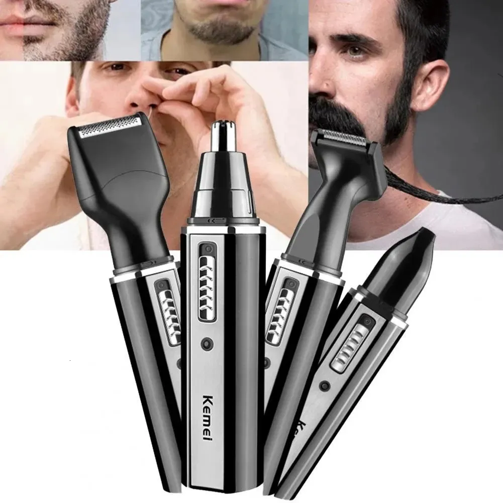 Rasoirs électriques 4 en 1 rechargeable hommes électrique nez oreille tondeuse à cheveux indolore femmes coupe favoris sourcils barbe tondeuse à cheveux coupe rasoir 230928