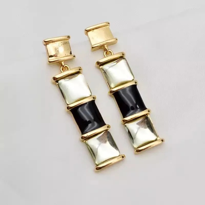 Dangle Earrings Gilded Jewelry Summer Fashion Trend Exquisite Bamboo Shaped Personalized Patchwork Women's Banquet Accessories
