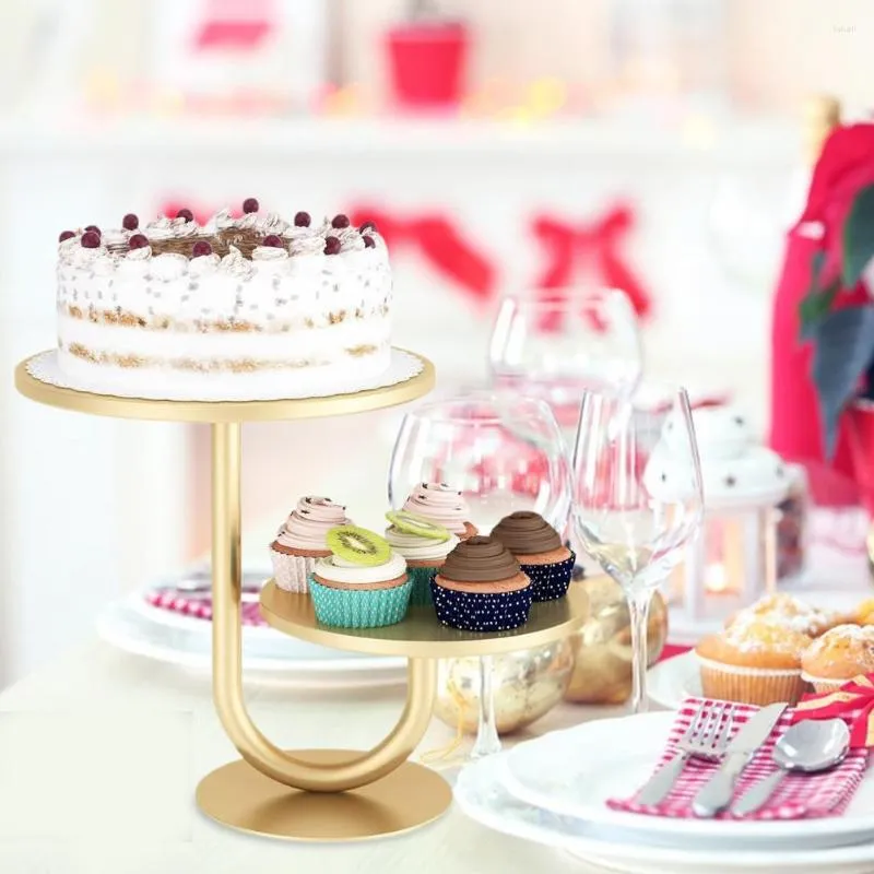 Bakvormen Gereedschappen Taart Cupcake Standaard Stijlvol 2-laags Elegant Dessert Display Met Corrosiebestendig Ontwerp Eenvoudige Installatie