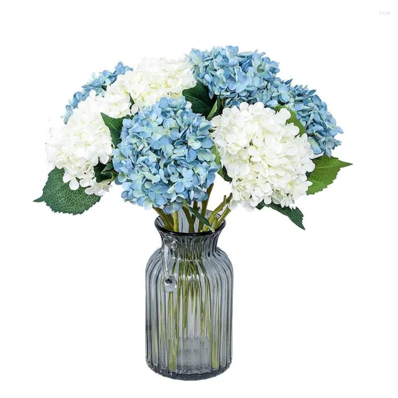 Fleurs décoratives événements de mariage faveur de fête 50 cm tissu de soie en plastique fleur d'hortensia artificielle 11 têtes blanc rose 5 pièces pour cadeau amoureux