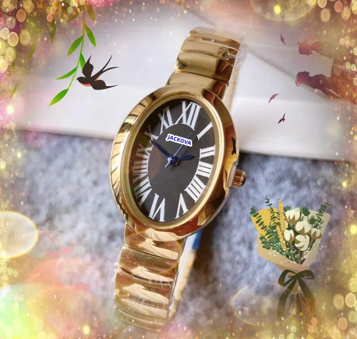 豪華な女性タンクスモールシンプルデザイナーウォッチオーバルシェイプローマダイヤルステンレススチールストラップクロックリロギオフェミニノレディクォーツ腕時計ギフト