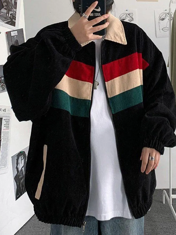 Giacche da donna Stile gotico da uomo a righe allentate Harajuku Estetica Cappotto casual in velluto a coste retrò Impara la giacca invernale da cortile