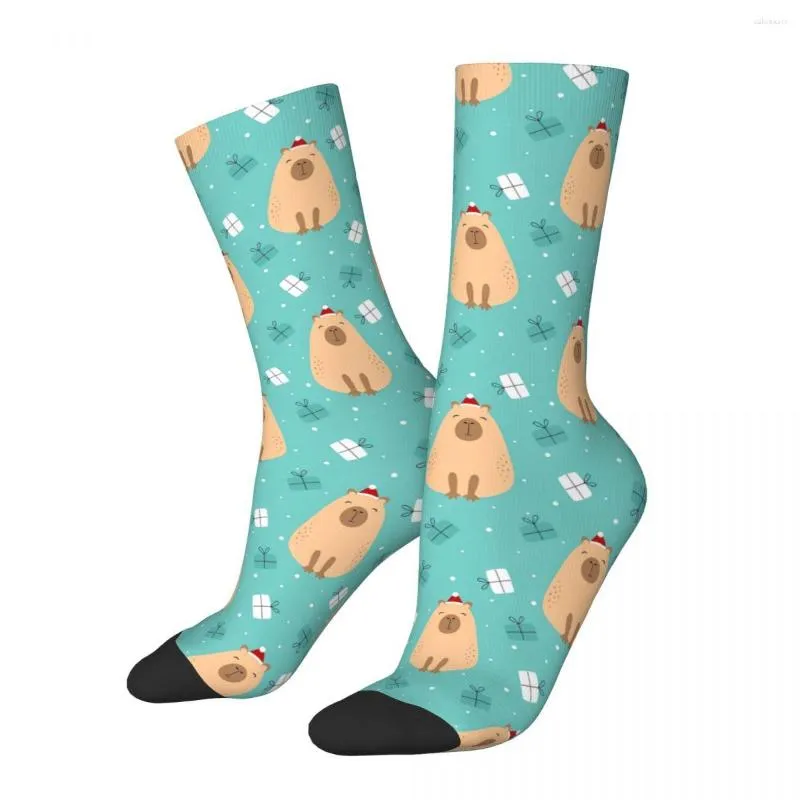Men's Socks Merry Christmas Cute Capybara Guinea Pig Cavia Porcellus Animal Male Mens Women Summer Stockings Polyester