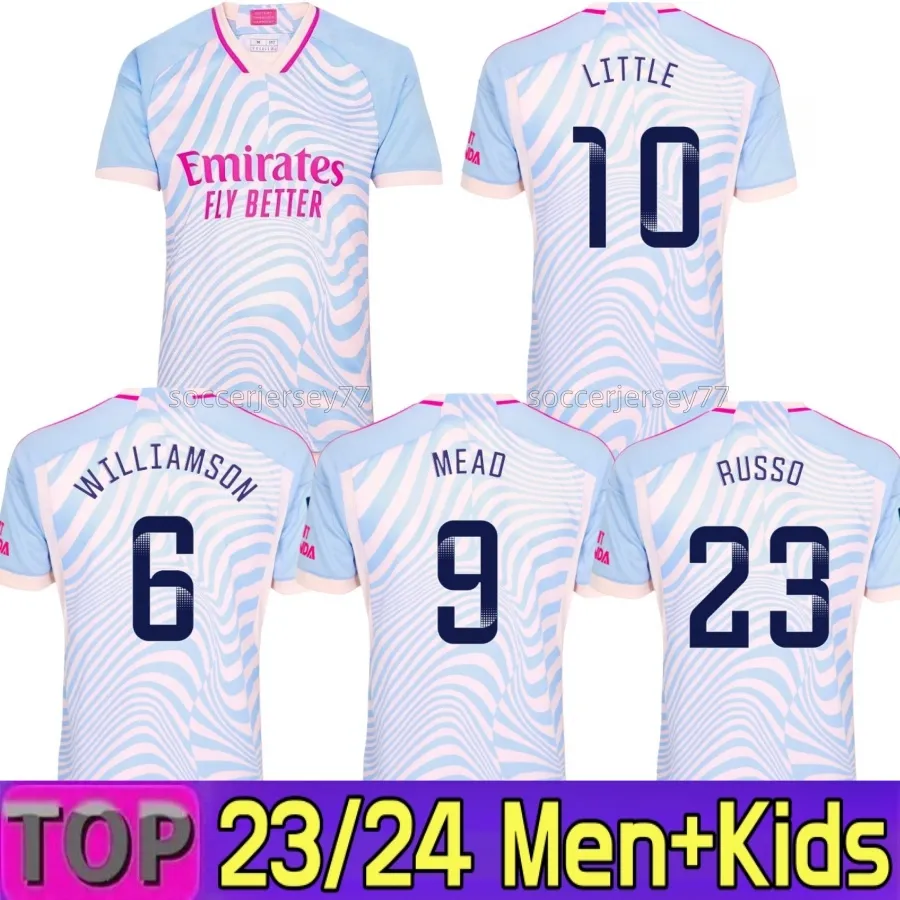 23/24 L.Codina Mead Little G.Jesus Saka Soccer Jersey 2023 Williamson Miedema 11 Russo 23 McCabe Catley 축구 키트 남성 어린이 소년 세트 유니폼 여성