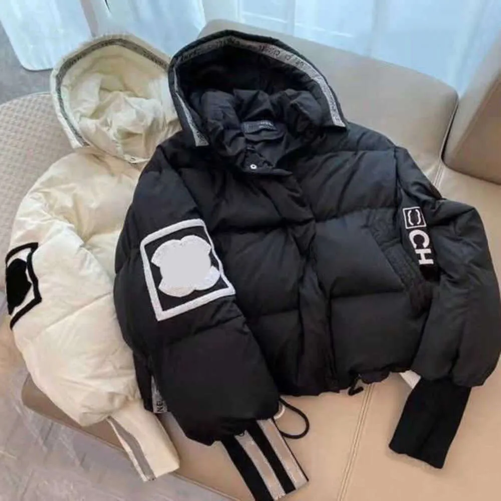 Designer feminino para baixo marca ch jaqueta outono inverno mulheres puffer jaquetas casaco bordado cc lapela com capuz zíper casual curto pequeno parka downs u7lg