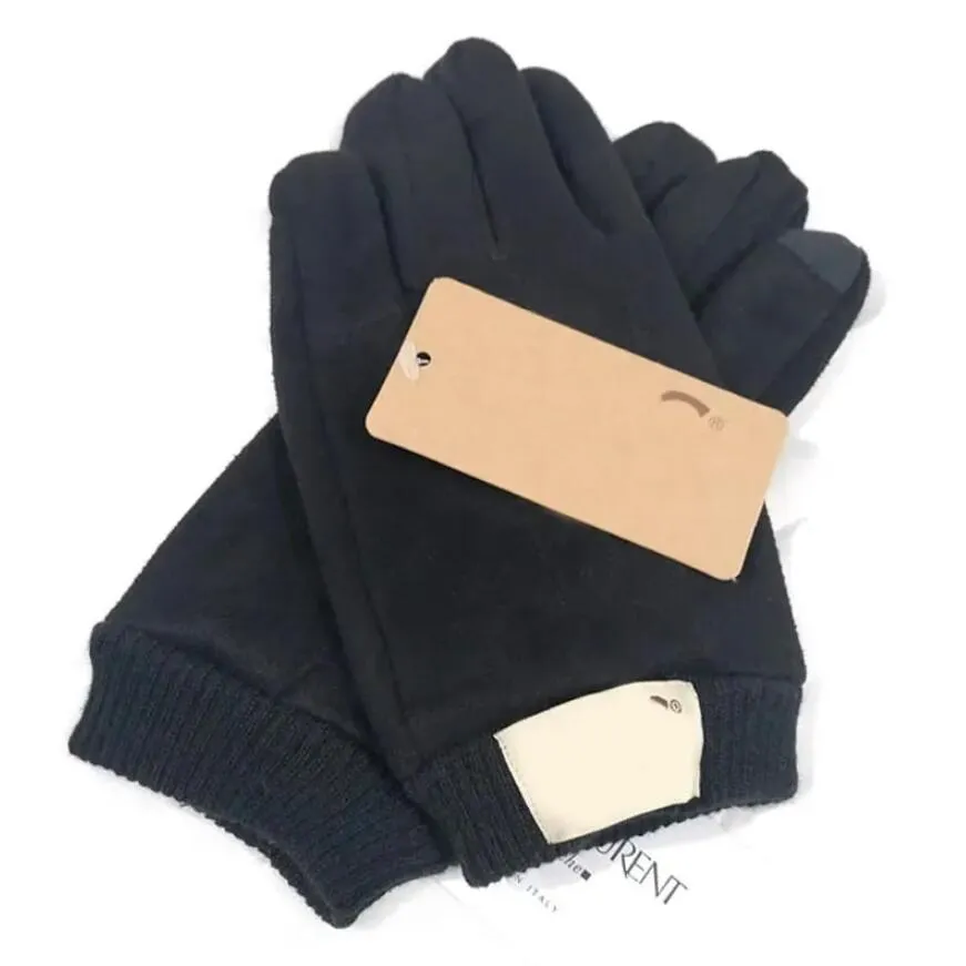 Hommes Femmes Cinq Doigts Gants Mode Designer Marque Lettre Impression Épaissir Garder Au Chaud Gant Hiver Sports De Plein Air Pur Coton Haute Qualité Amour