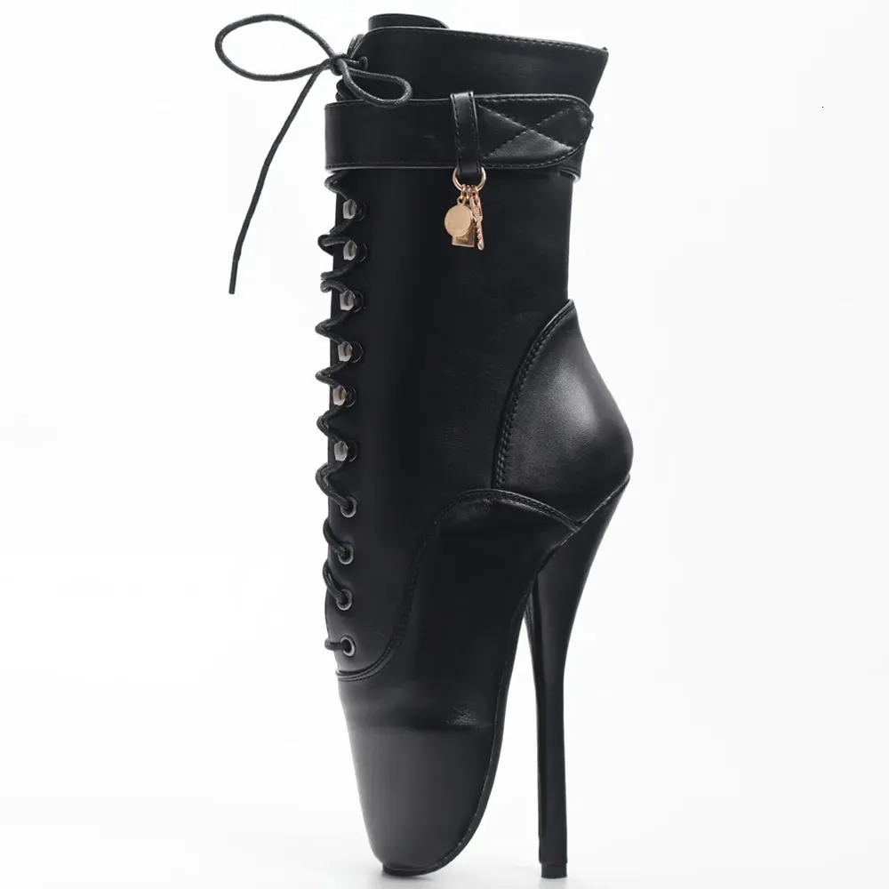 Boots JIALUOWEI 7 Inch High Heel Extreme Fetish Goth Ballet Laceup Ankle Boots Size36- Fast 230928