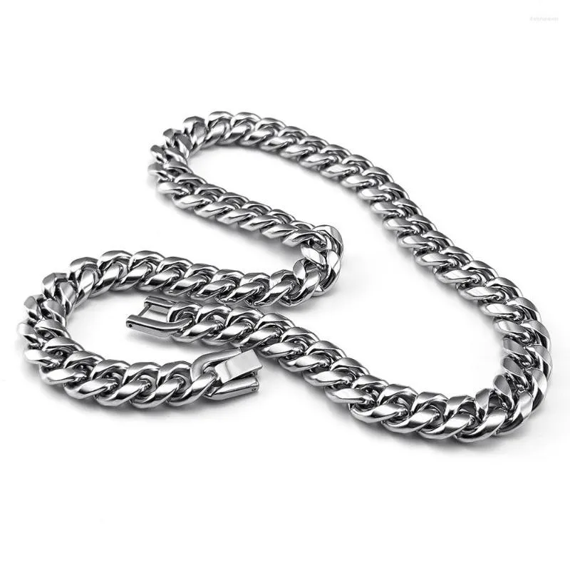 Chains 1 Piece Size 10mm Men's Necklace Stainless Steel Cuban Link Chain Bracelet Color Male Jewelry Women Gift