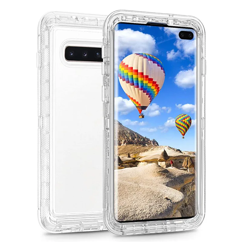 حالات هاتف Armor Defender الشفافة لـ Samsung Galaxy S22 S21 S20 S23 Ultra Three Three Layer Clear Huck Dustraction Cover Fit S8 S9 S10Plus Note 8 9 10